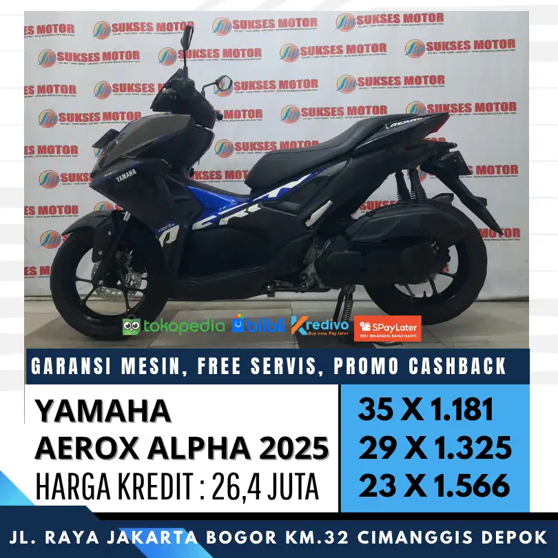 YAMAHA AEROX ALPHA 2025 MULUS KREDIT CASHBACK 300 BISA CC/PAYLATER