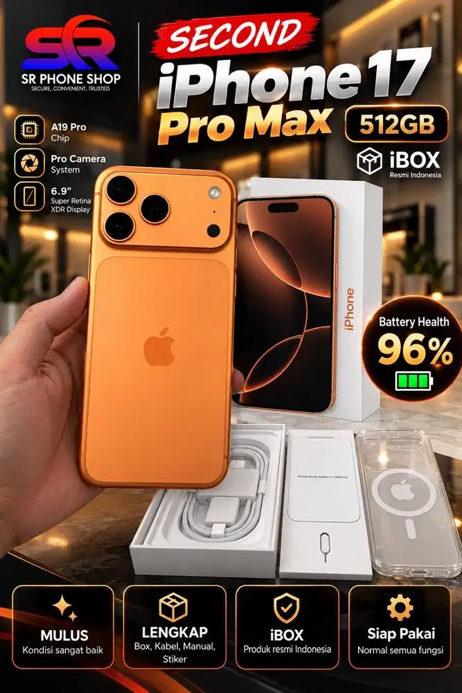 Iphone 17 promax 512 Orange BH 96%