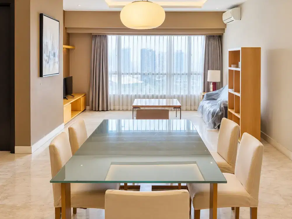 DISEWAKAN SOMERSET BERLIAN 3BR – HIGH FLOOR, VIEW GBK & CITY SKYLINE | RP15 JUTA/BULAN