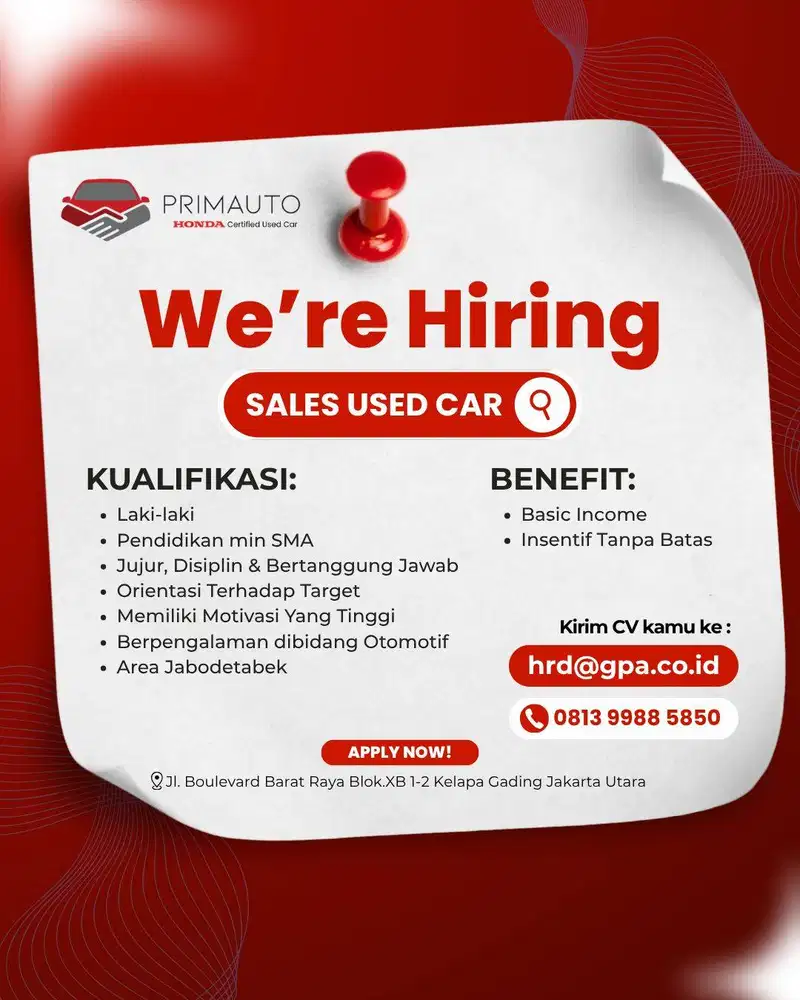 LOWONGAN KERJA SALES MOBIL BEKAS