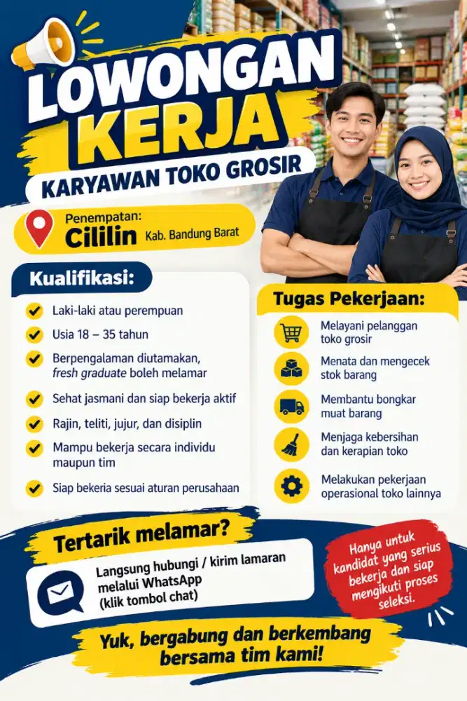 Butuh Secepatnya Karyawan Toko
