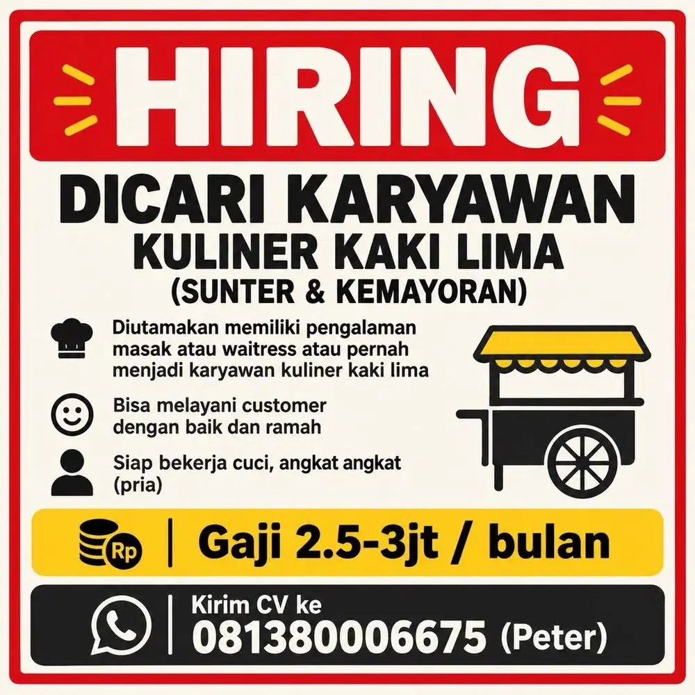 lowongan karyawan kuliner kaki lima