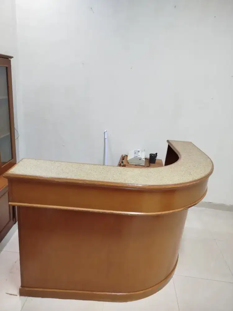 Meja resepsionis meja kasir meja Teller kayu marmer
