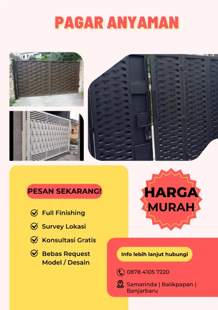JUAL PAGAR ANYAMAN BESI MINIMALIS CUSTOM HARGA MURAH