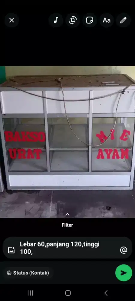 Jual estalase bekas mie ayam