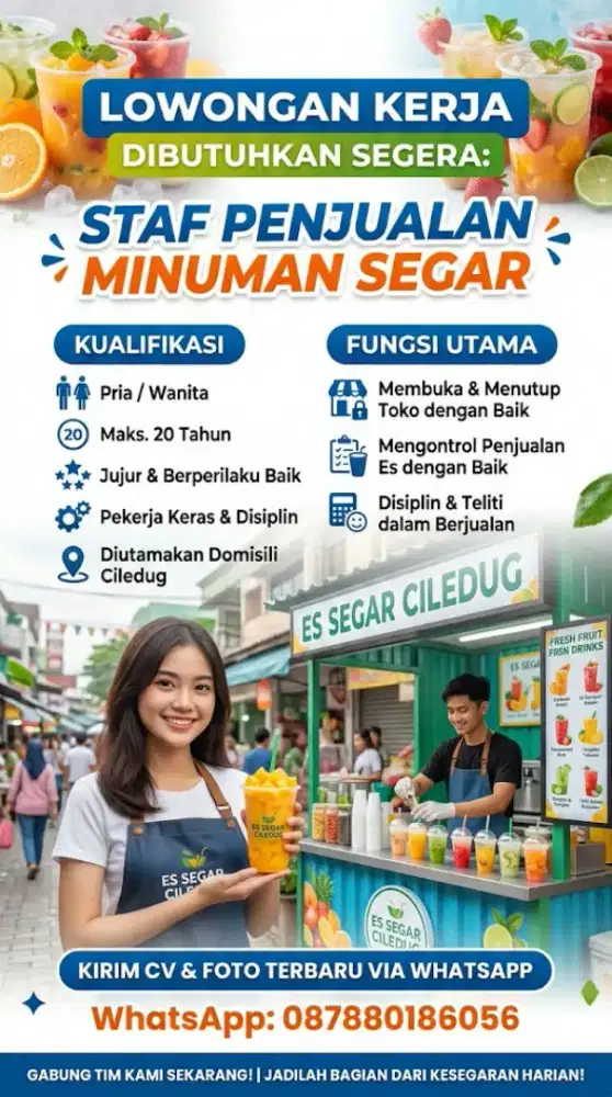 Dibutuhkan Pegawai Minuman segar es buah