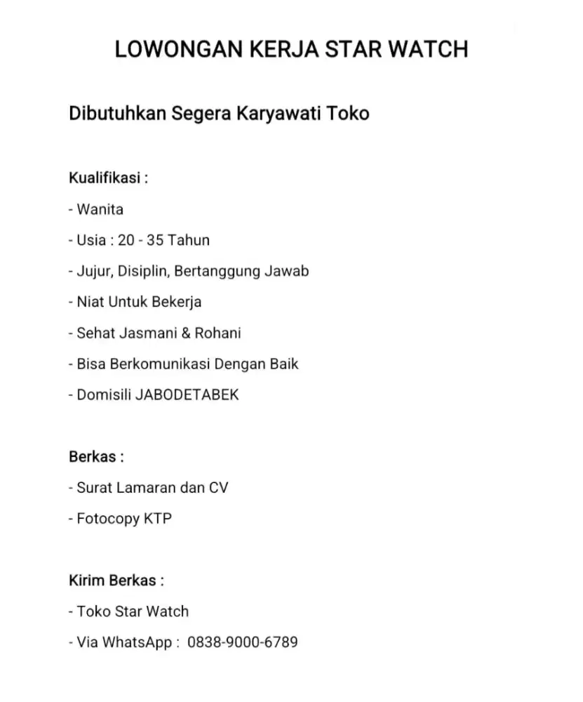 Dibutuhkan segera tenaga kerja untuk host live tik tok
