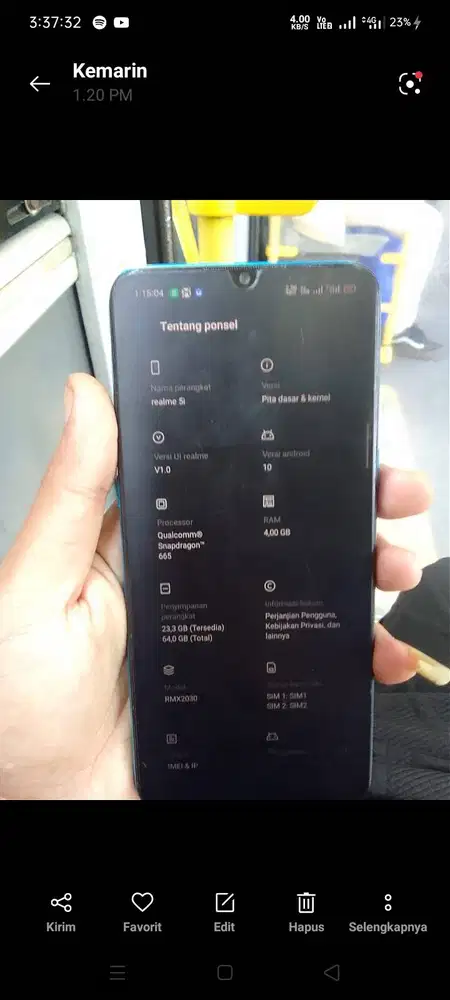 Hp Realmi 5i ram 4 memory 64GB