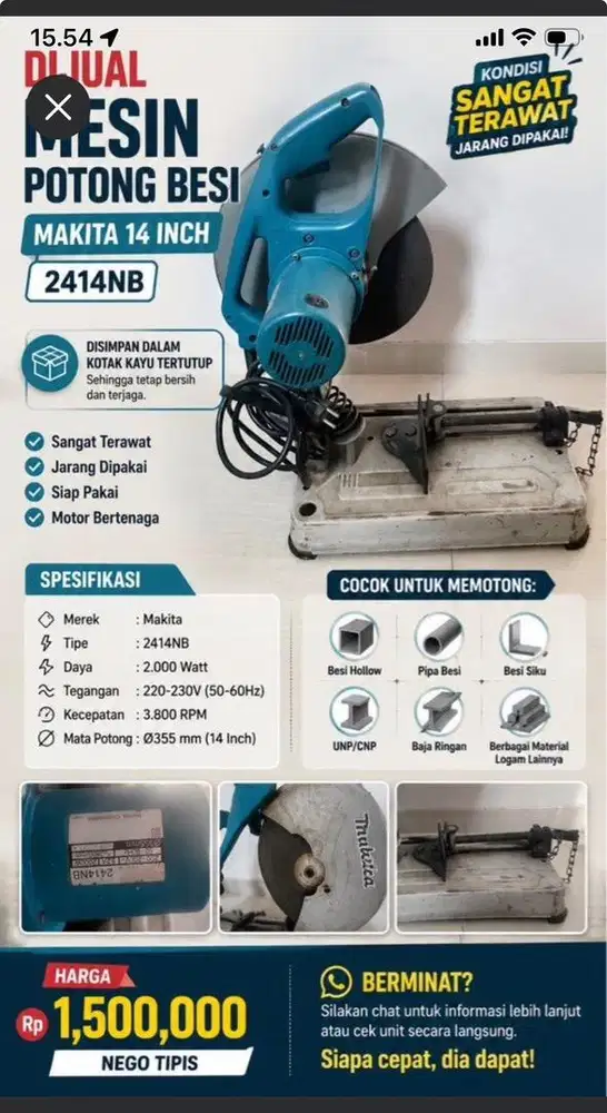 Mesin potong besi makita 14 inch