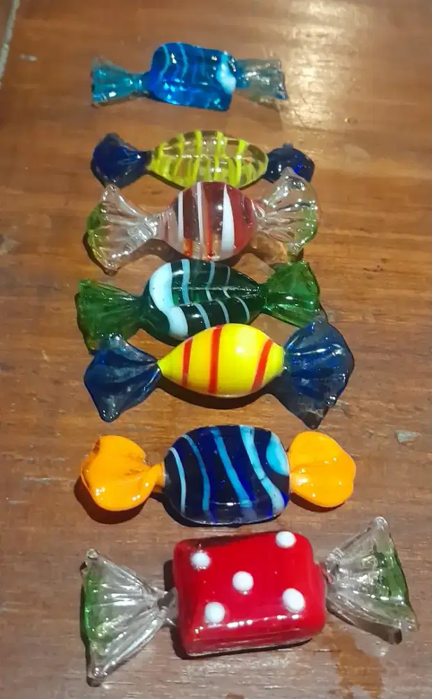 Permen kaca Murano buatan tangan 7pcs