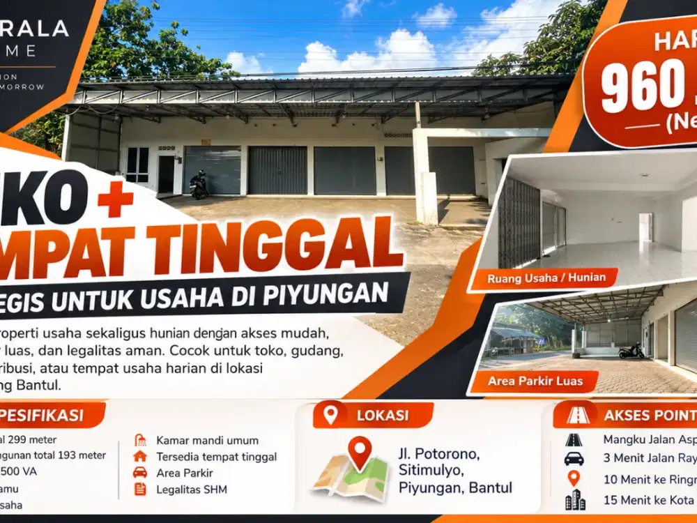 Ruko Dijual Jogja Cocok Untuk Usaha Strategis Jl Potorono