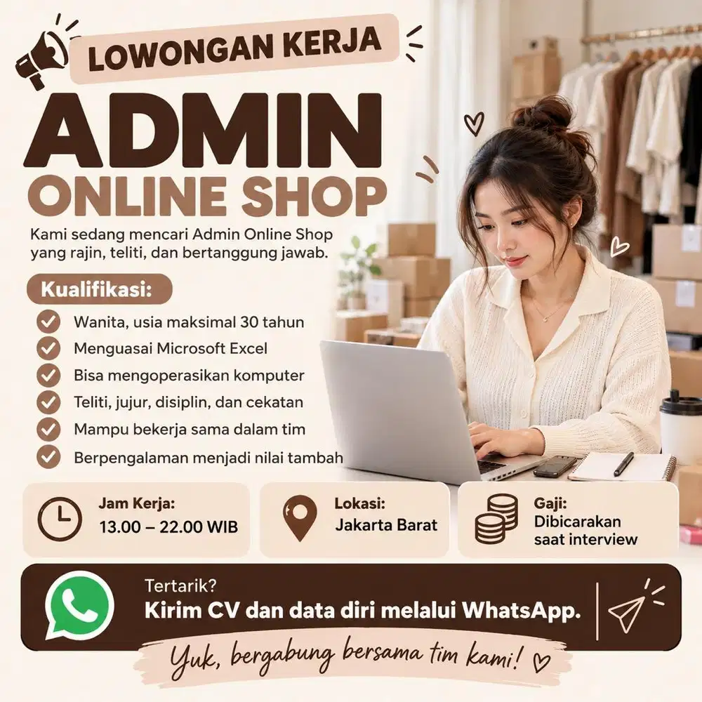 Lowongan Kerja - Admin Online Shop - Jakarta Barat