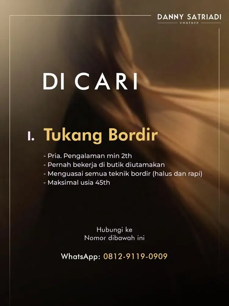 Tukang Bordir | Asst. Fashion Designer | Motif/Pattern Designer