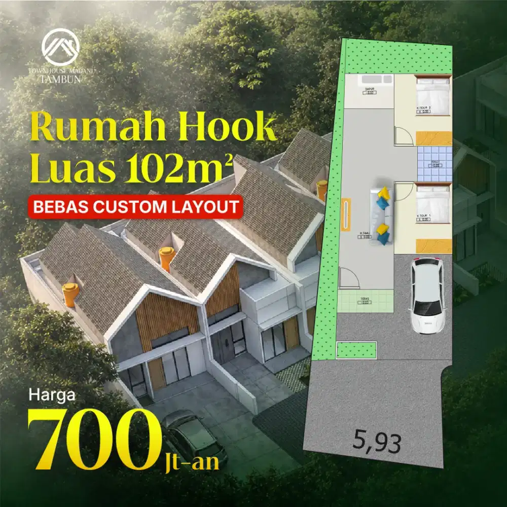 RUMAH HOOK STRATEGIS 1KM KE STASIUN TAMBUN
