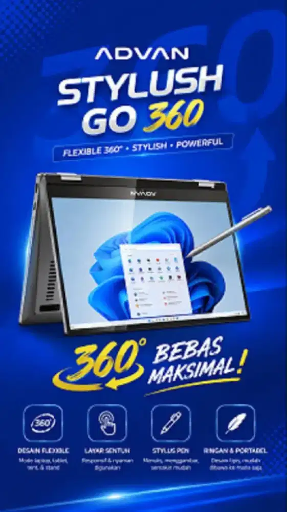 Laptop Advan 360 Stylus (Intel Core i3 / RAM 8GB / SSD 256GB):