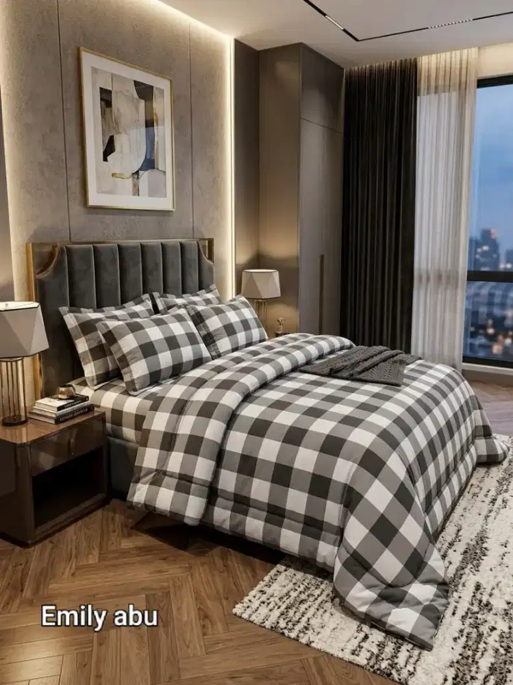 Set sprei katun bunga coklat