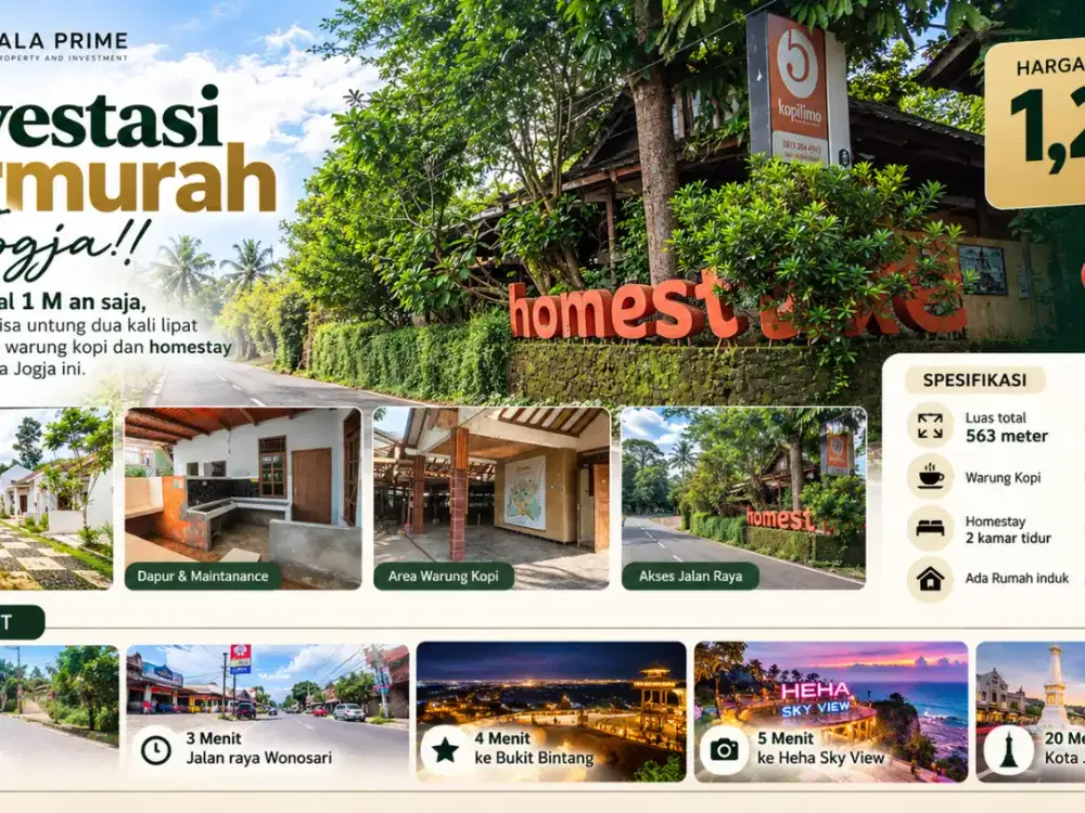 Dijual Homestay Strategis di Jogja Area Patuk Ada Warung