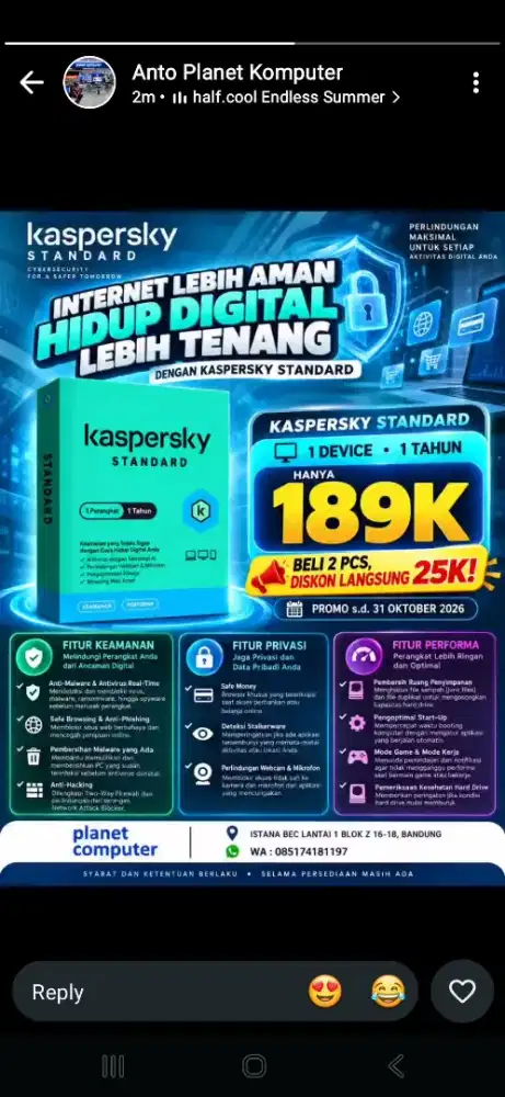 Kaspersky anti virus laptop dan pc