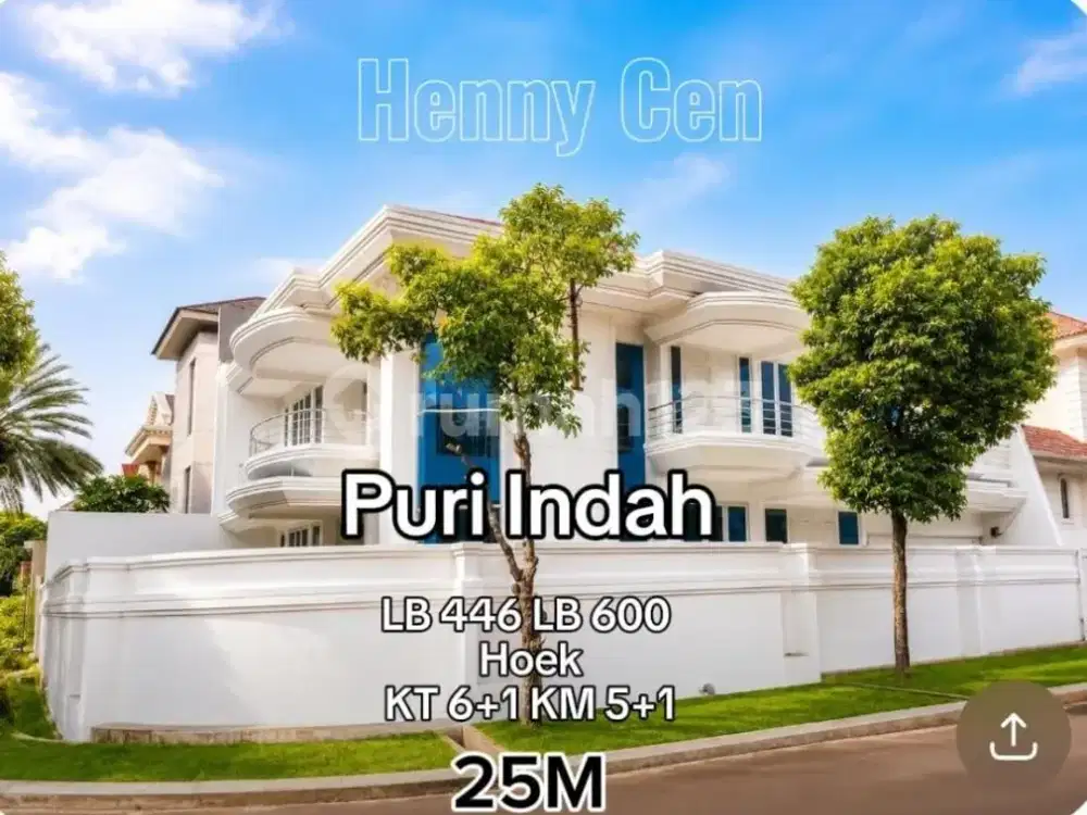 Rumah Mewah Puri Indah 18X25 Hoek Jalan Lebar