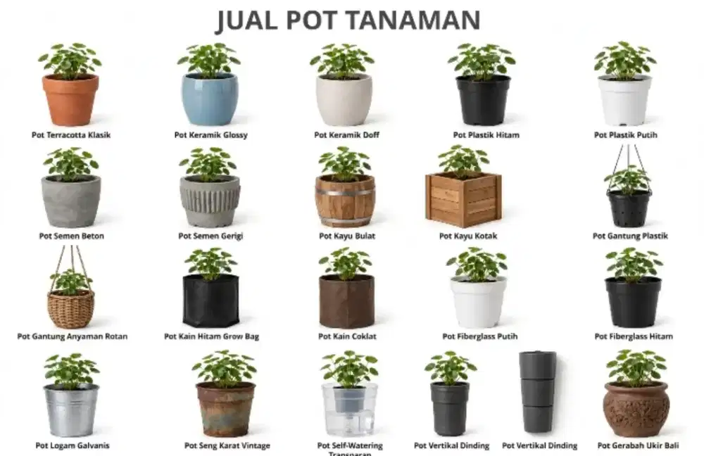 menjual berbagai macam jenis pot