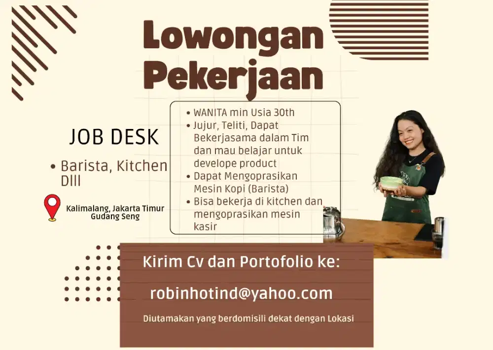 Lowongan Barista merangkap Kitchen dan Kasir
