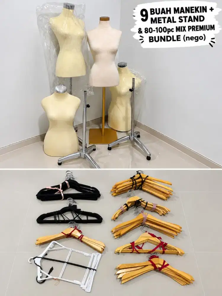 Paket 9 Manekin Dan 100 Gantungan Baju