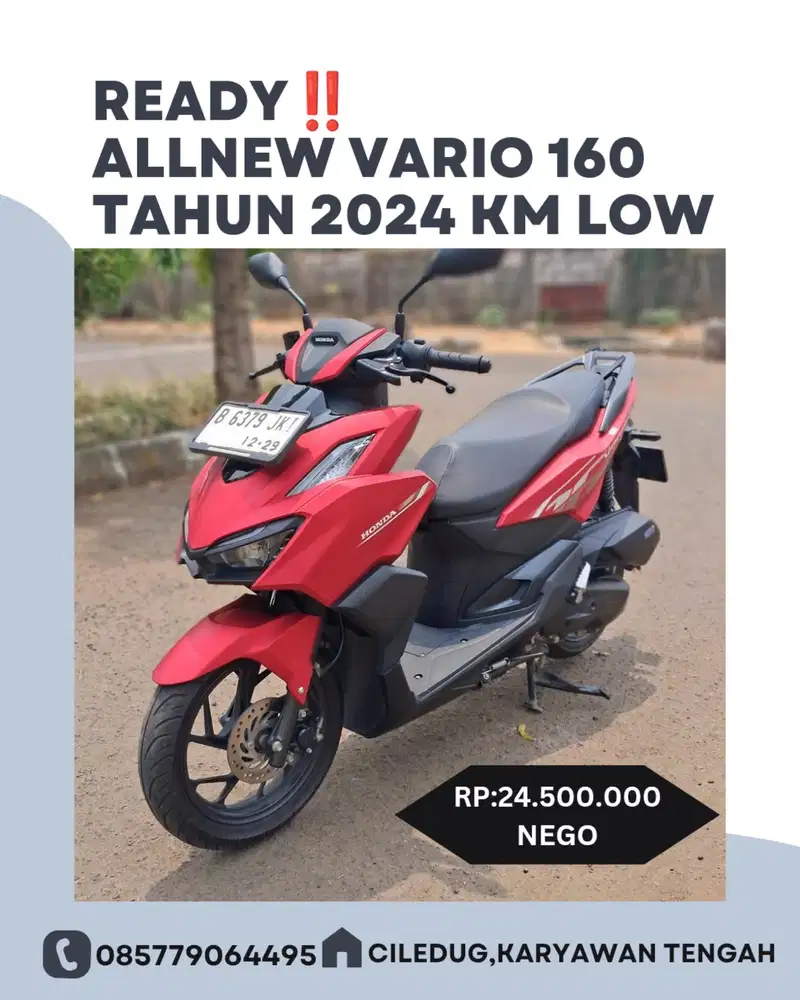 (A) Honda Allnew Vario 160 tahun 2024 KM LOW