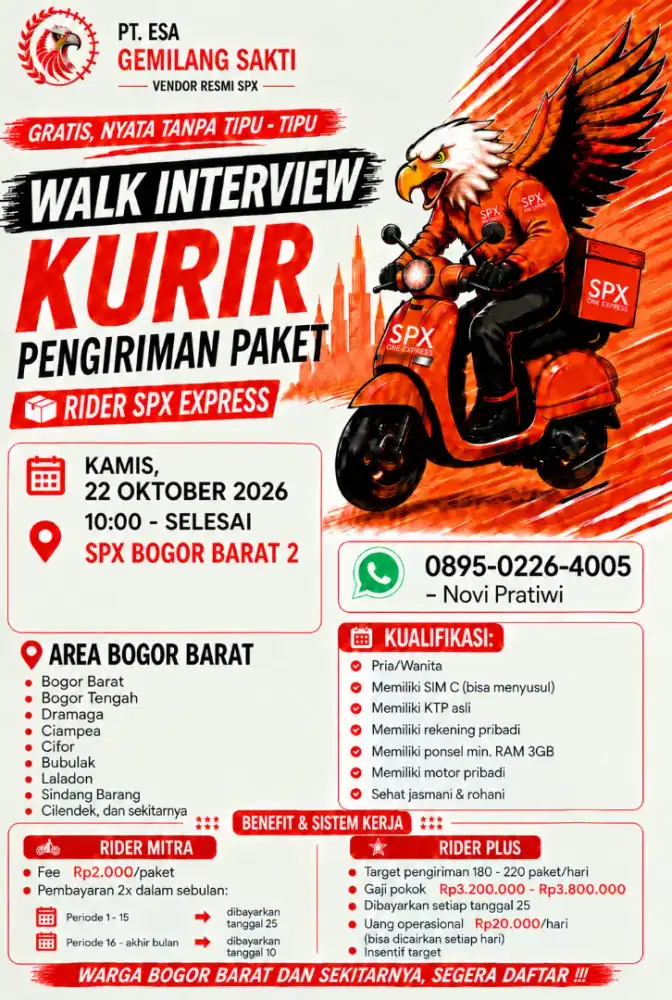WALK INTERVIEW KURIR SPX BOGOR BARAT !!!