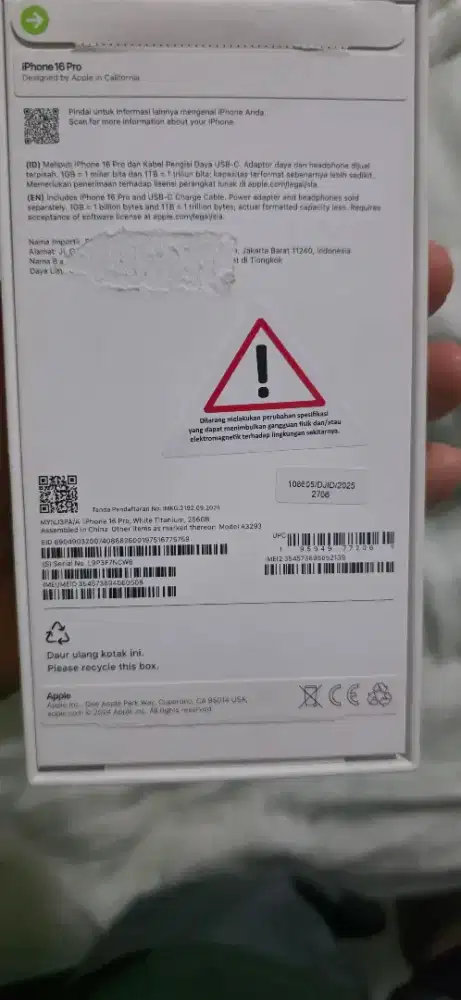 Iphone 16 pro 256gb white titanium