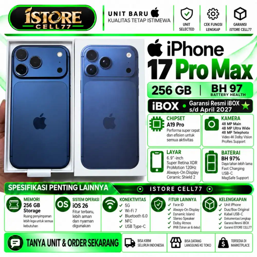 SECOND IPHONE 17 PROMAX PRO MAX 256GB Garansi Resmi iBox