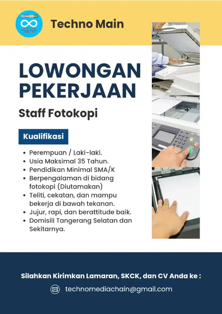 Lowongan Kerja Staff Fotokopi