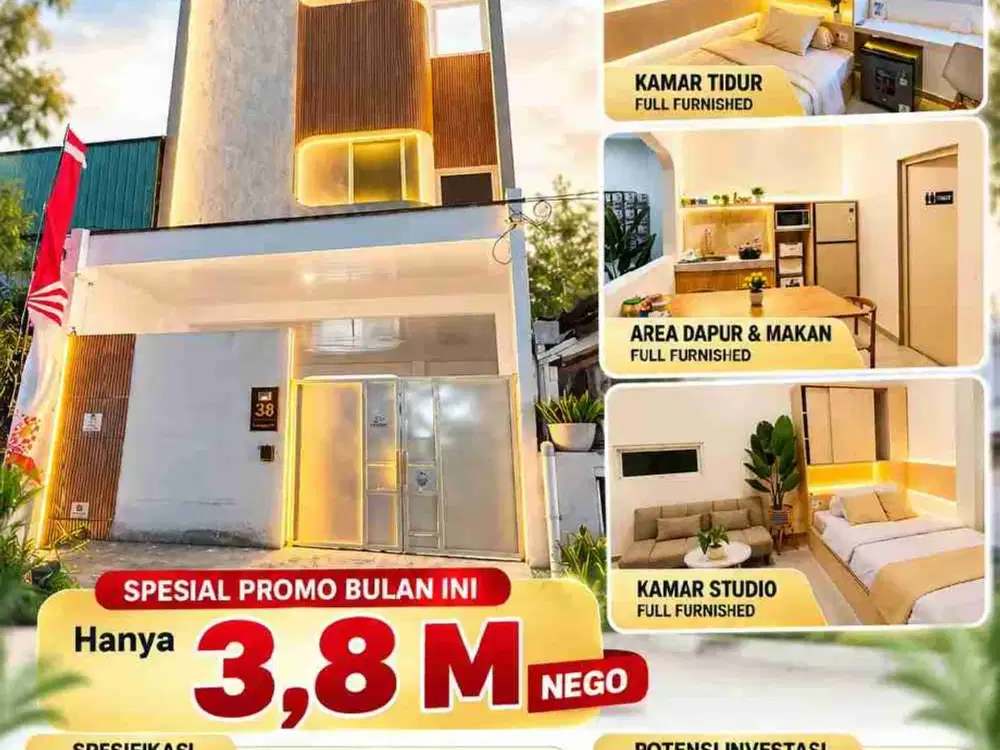 Jual Cepat Rumah Kost 3 lantai Full Furnished Full Penghuni Siap Ngomset di Gayungan Surabaya