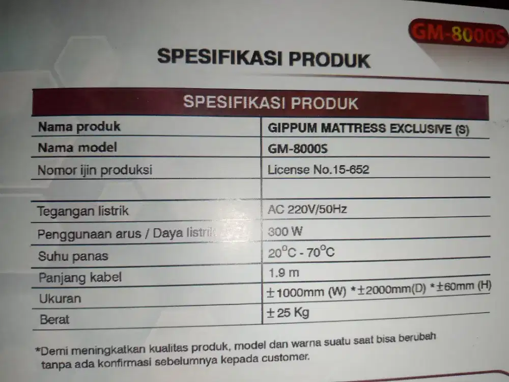 Kasur Terapi Gippum Mattres Exclusive(S)