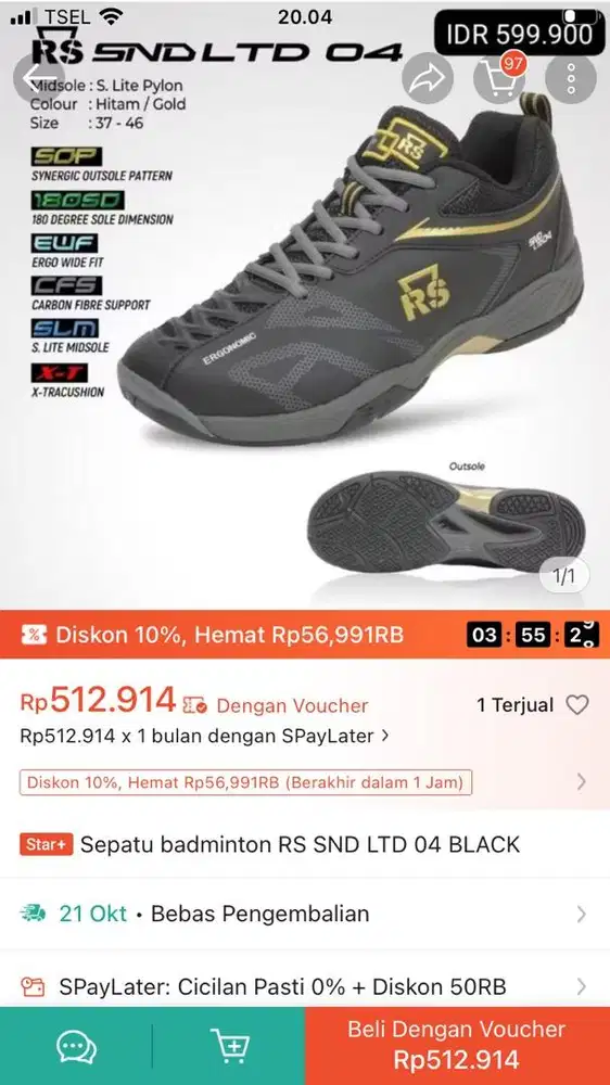 Sepatu badminton rs snd limited