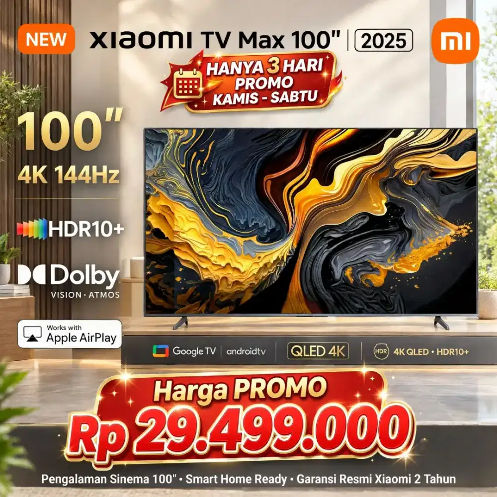 XIAOMI TV MAX 100 Inch QLED 4K Google TV Dolby Atmos 144Hz QuantumDot