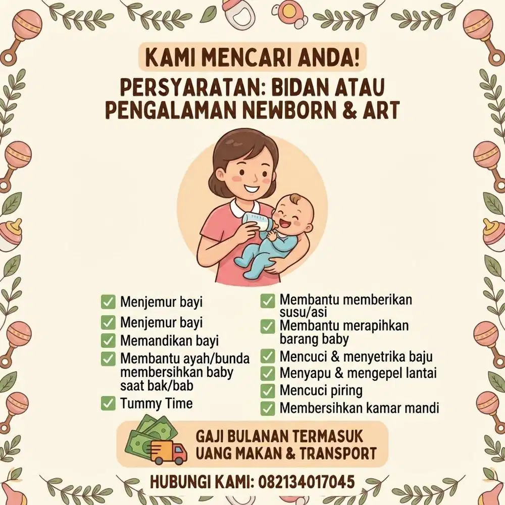 Lowongan Kerja Nanny Bayi & ART Berpengalaman