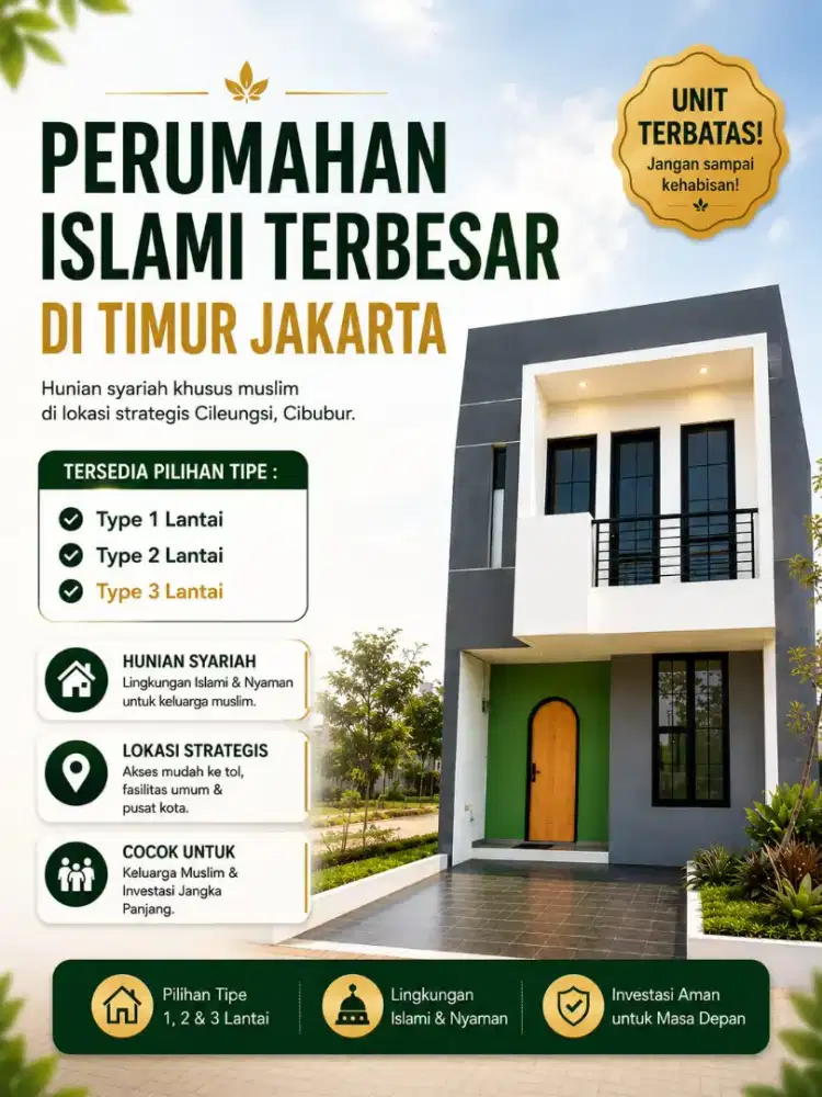 Dijual Rumah 2 Lantai Ready Stok Cibubur 5 Menit Ke kota wisata