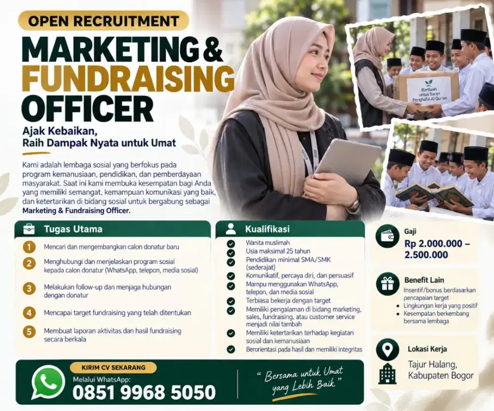 LOWONGAN KERJA – MARKETING & FUNDRAISING