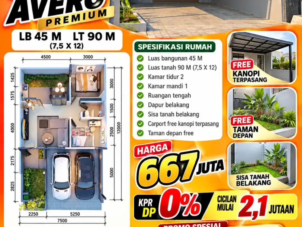 Rumah Ready Stock tipe new avero premium 45/90 lokasi Java residence cluster 5 sukodono