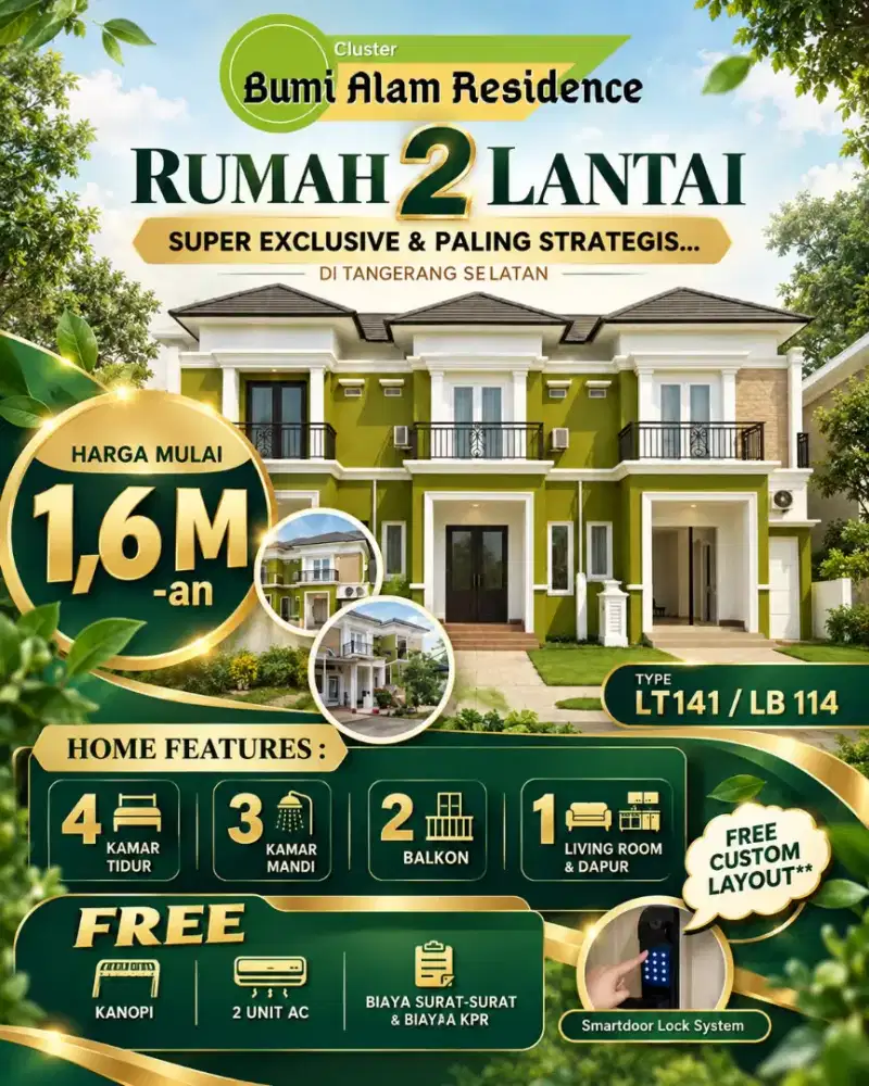 Rumah 2 lantai siap huni dan kavling tanah nempel ktr walikota tangsel