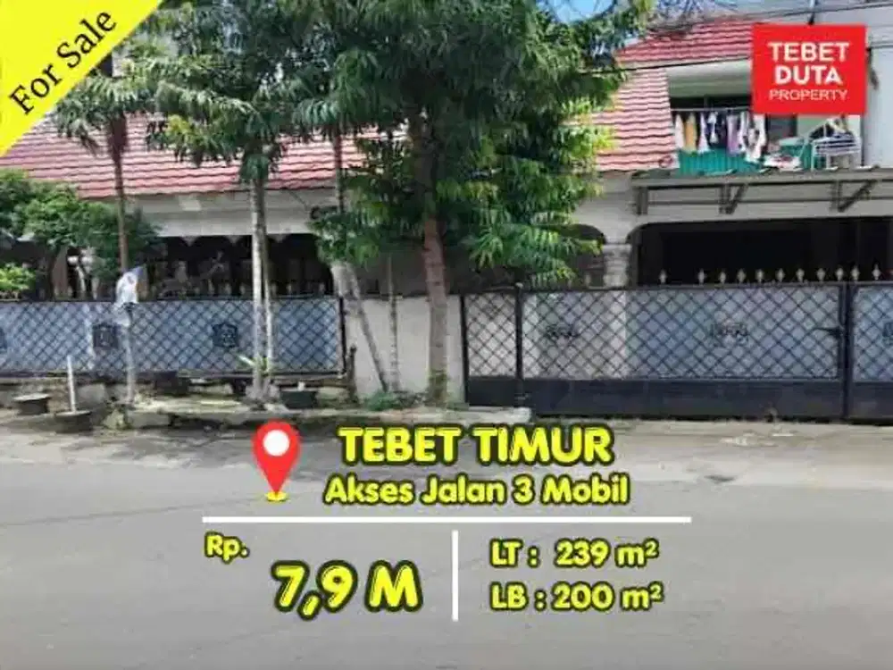 Jual Cepat Rumah di Tebet Timur 2 Lantai Dekat Taman Evo Park Strategis Jalan Lebar