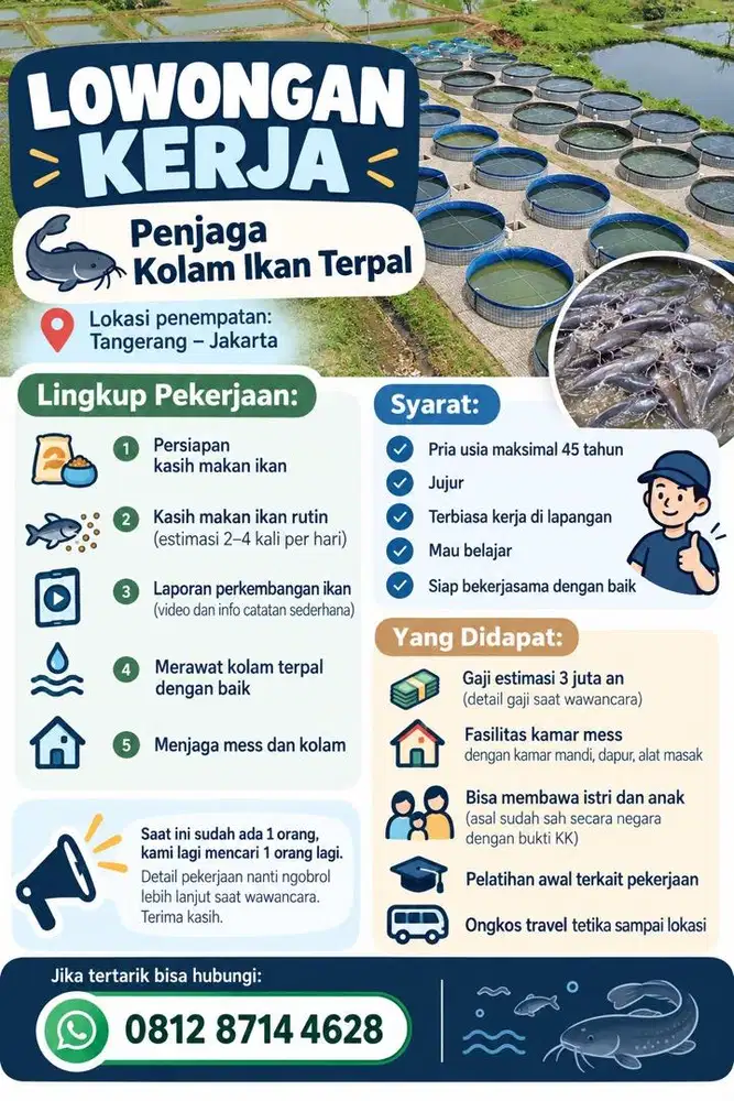 LOWONGAN KERJA – PENJAGA KOLAM IKAN