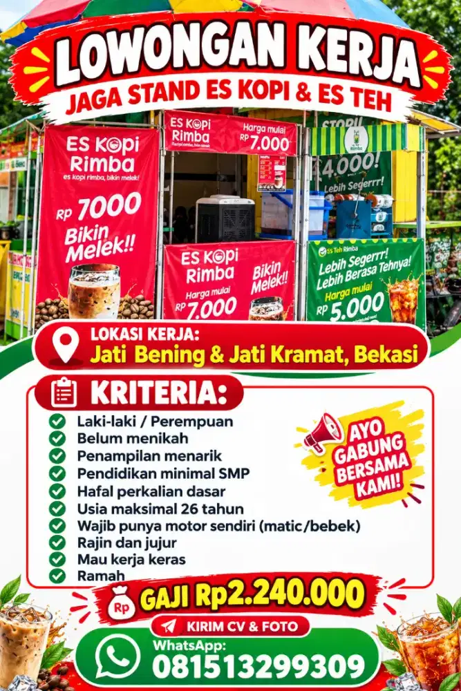 Lowongan Kerja Jualan Es Kopi dan Teh