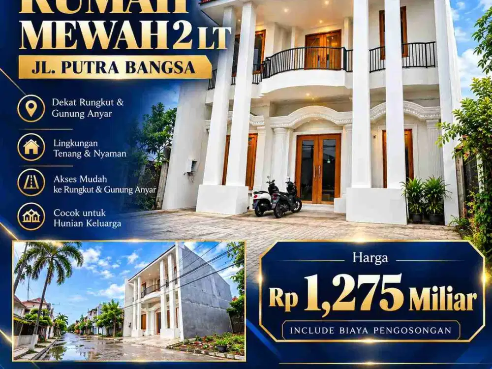 Dijual Murah Lelang Rumah Mewah 2lt di jalan Putra Bangsa