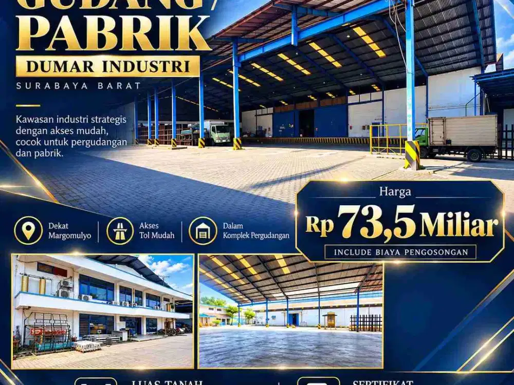 Dijual Termurah Gudang /Pabrik di Dumar Industri