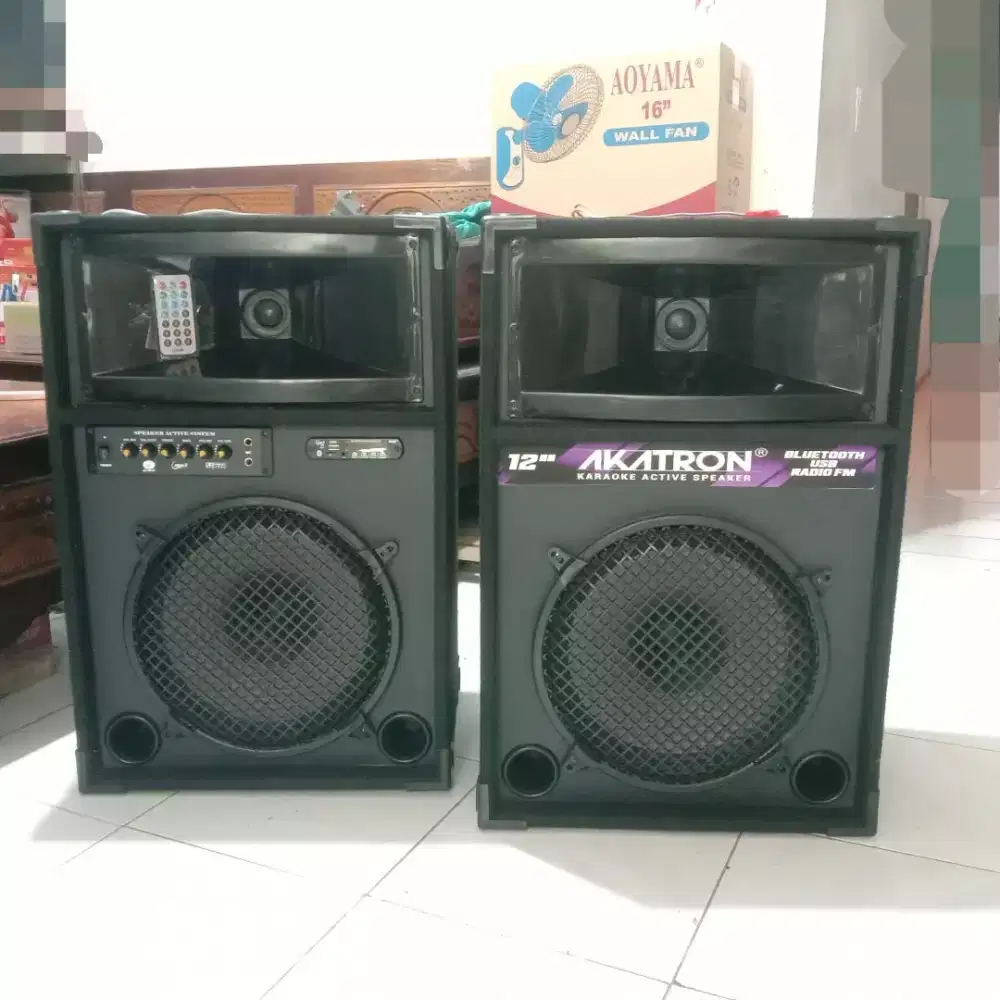 Speaker 12 inch 2 box bluetooth radio FM bass subwoofer baru baru