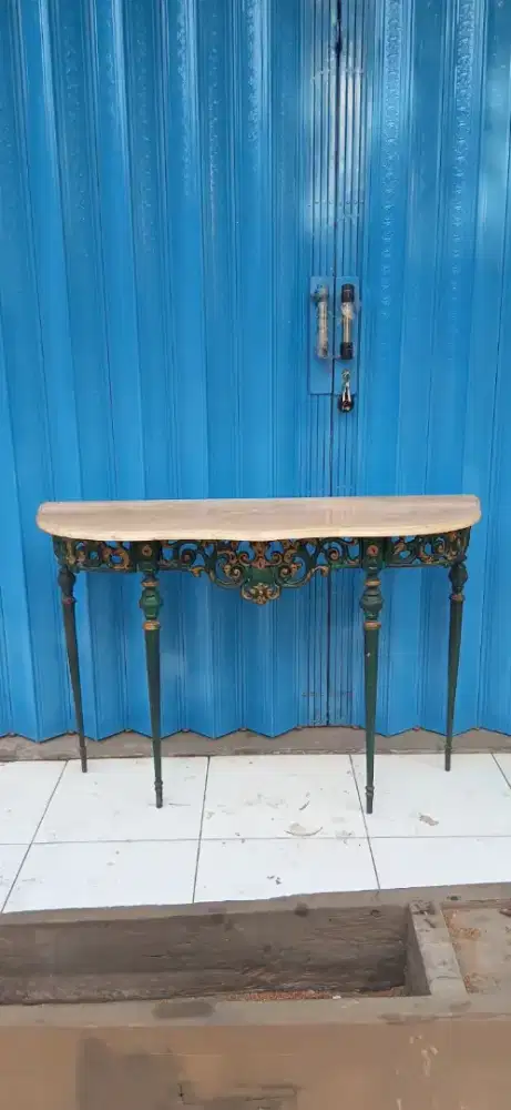 Vintage wrought iron console table & Italian onyx table with European