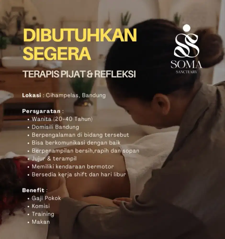 Loker Terapis Pijat Refleksi & Terapis Creambath