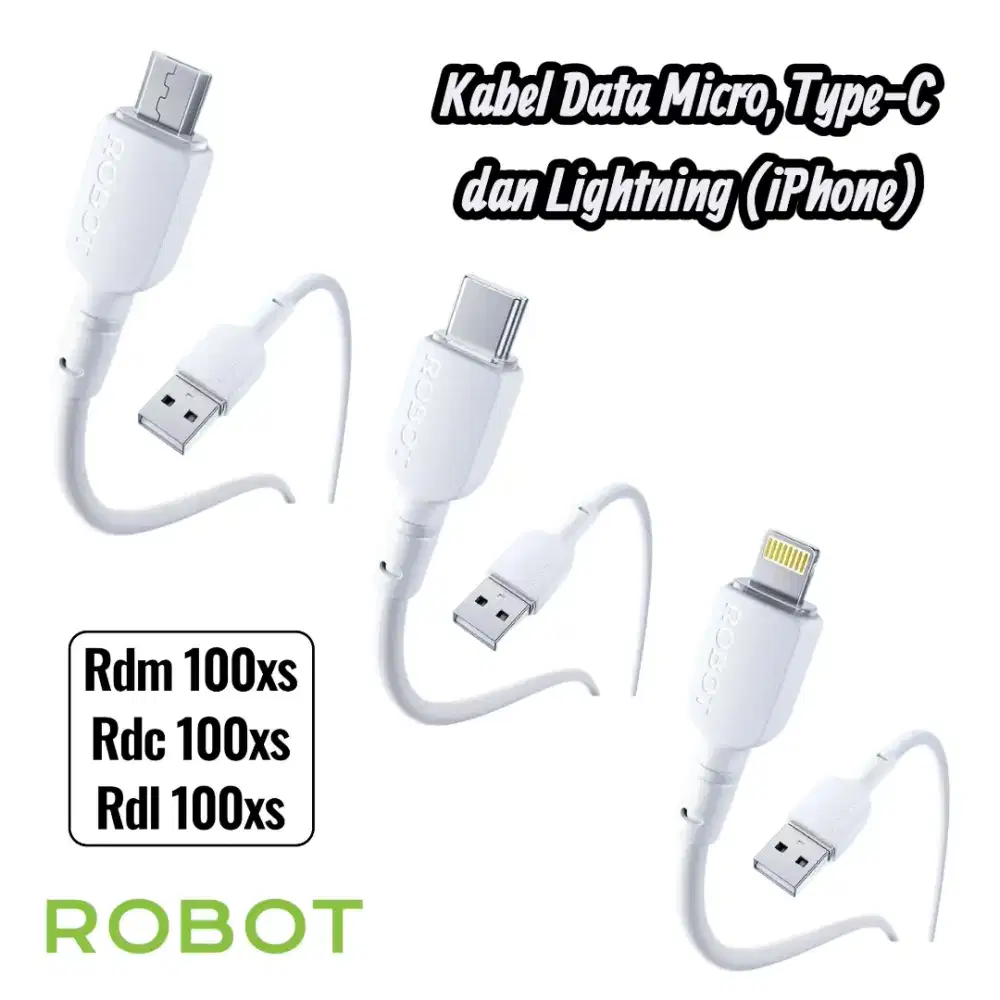 Robot Kabel Data Usb Micro, Type-C & Usb to Lightning (iPhone)
