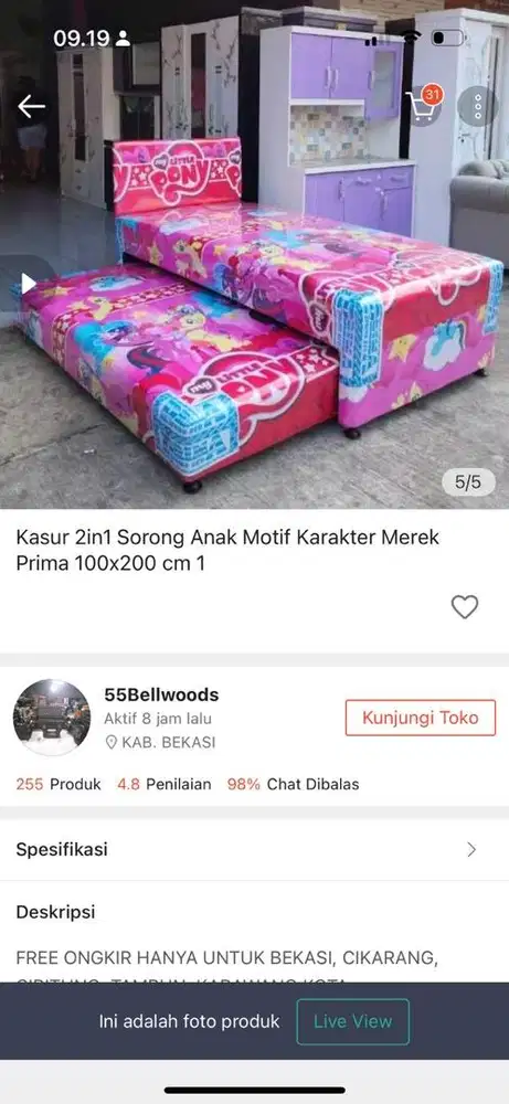 Jual kasur tingkat